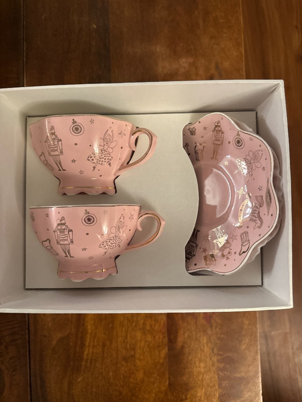 Park Chateau Nutcracker Pink Christmas Tea Set Cups Saucers